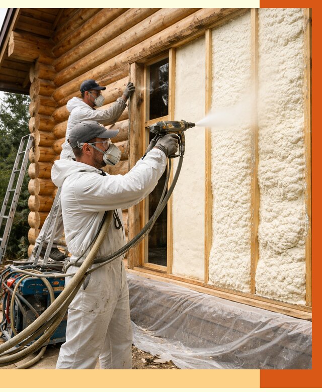 Утепление деревянного дома ППУ в Мытищах от 4265 руб/м2 | ТепломастерМтщ — под ключ