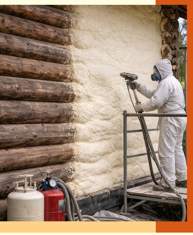 Утепление бревенчатого дома ППУ в Мытищах под ключ от 6347 руб. | ТепломастерМтщ