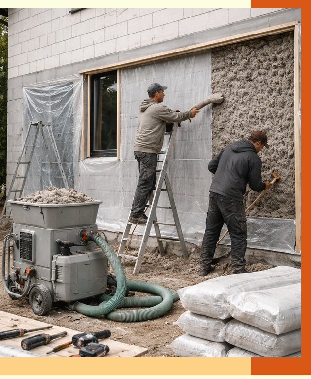 Утепление дома из газобетона эковатой в Мытищах от 4570 руб./м2 | ТепломастерМтщ