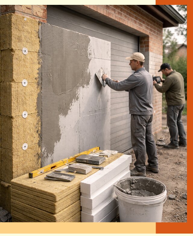 Утепление гаража снаружи в Мытищах от 4265 руб. за м2 — наружное утепление под ключ | ТепломастерМтщ