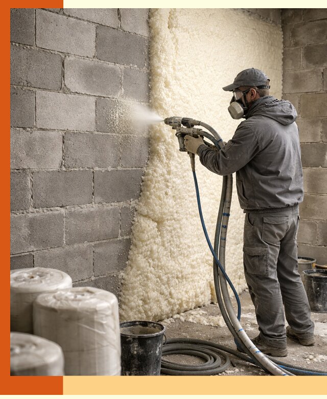 Утепление блочной стены ППУ в Мытищах качественно и надёжно