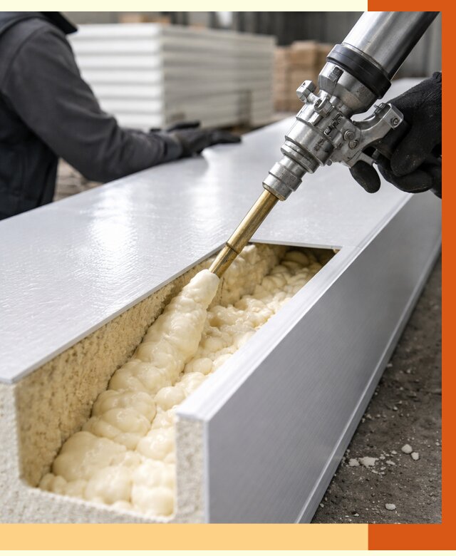 Заполнение пустот холодильных панелей в Мытищах от 7616 руб. | ТепломастерМтщ