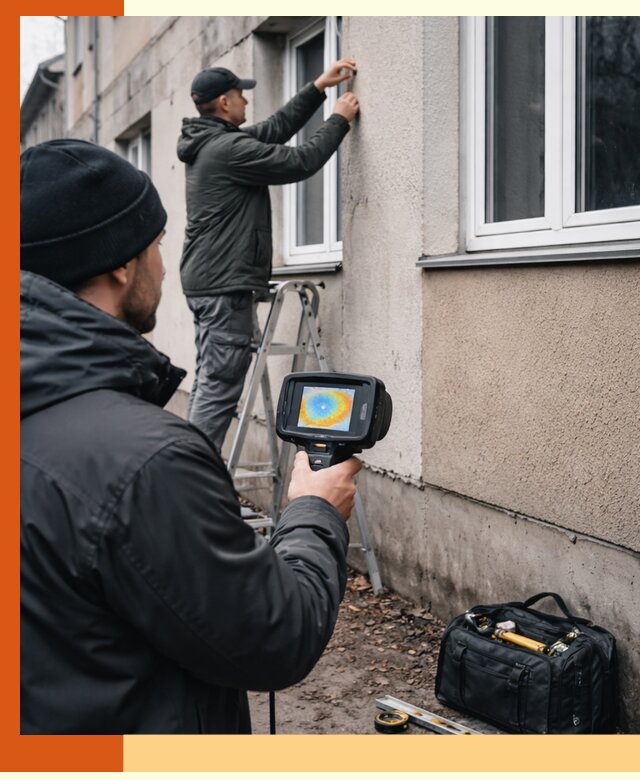 Тепловизионное обследование фасада в Мытищах для выявления дефектов