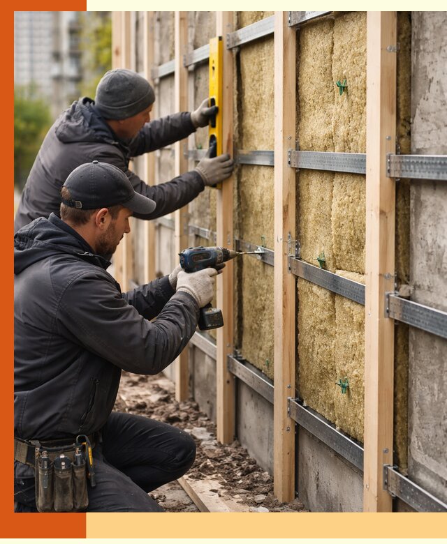 Монтаж обрешетки под утепление зданий и квартир в Мытищах